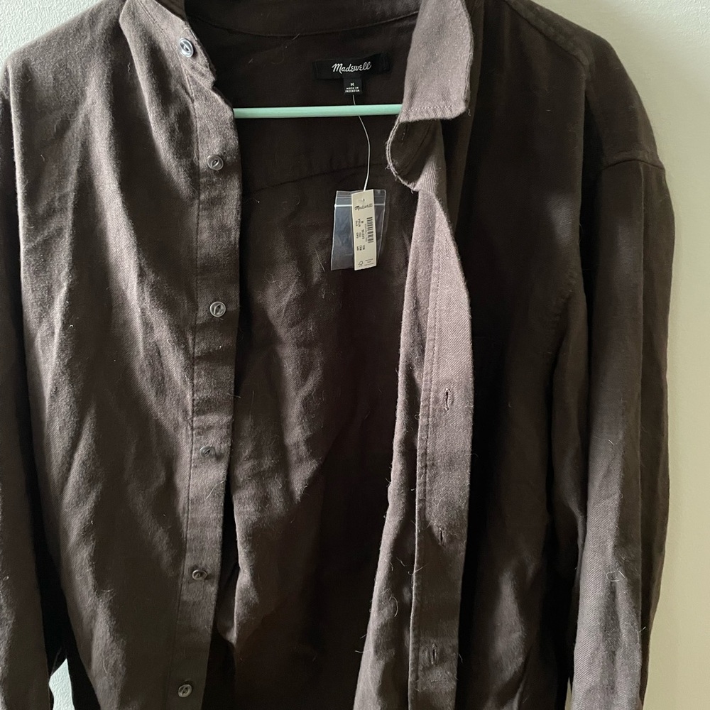 Madewell nwt dark Brown Lightweight Button-Up flannel Shirt